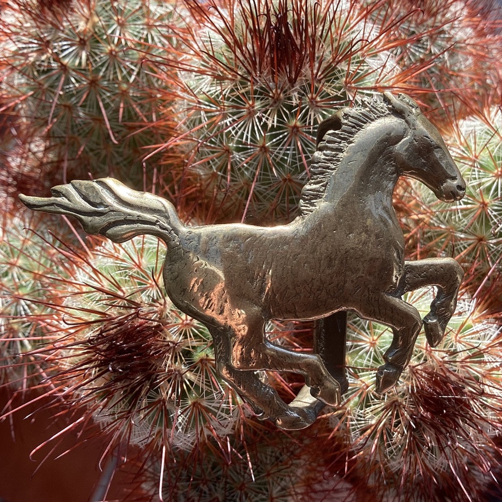 Vintage Elegant Petite Brass Running Horse Belt Buckle